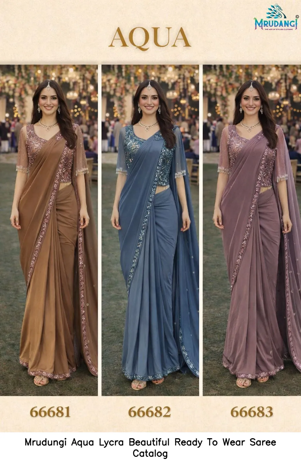 Mrudungi Aqua Lycra Beautiful Ready To Wear Saree Catalog — Wholesale Sarees, MPA wholesale from Surat — Photo 4