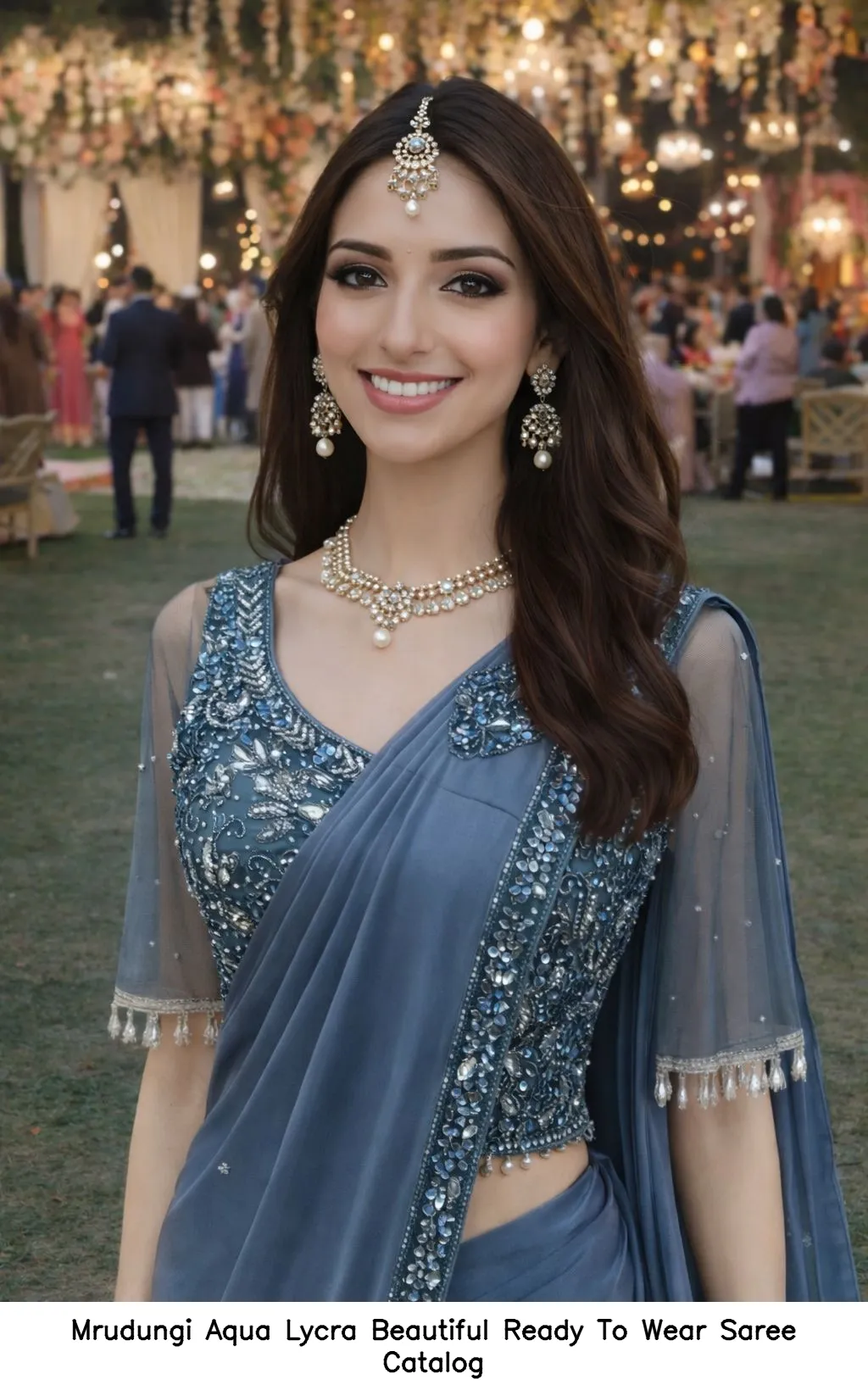 Mrudungi Aqua Lycra Beautiful Ready To Wear Saree Catalog — Wholesale Sarees, MPA wholesale from Surat — Photo 6