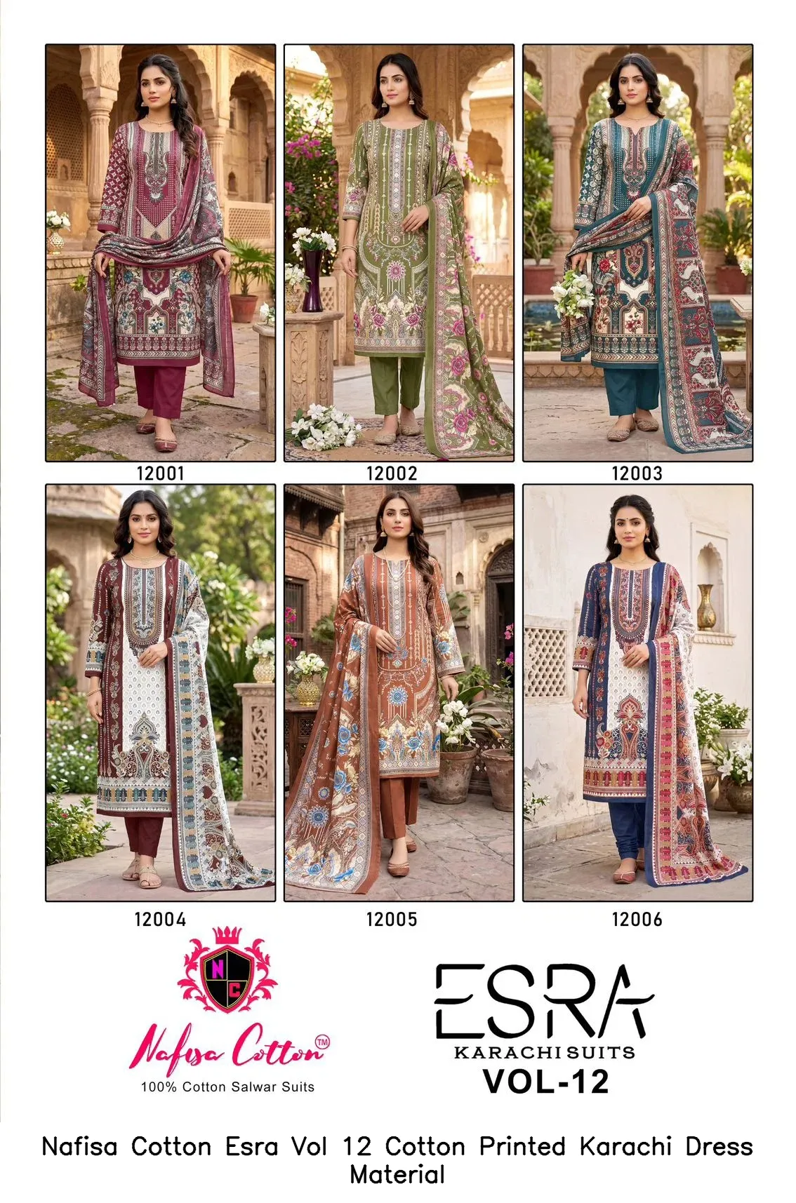 Nafisa Cotton Esra Vol 12 Cotton Printed Karachi Dress Material — Wholesale Readymade Pakistani Suits, Nafisa wholesale from Surat — Photo 4