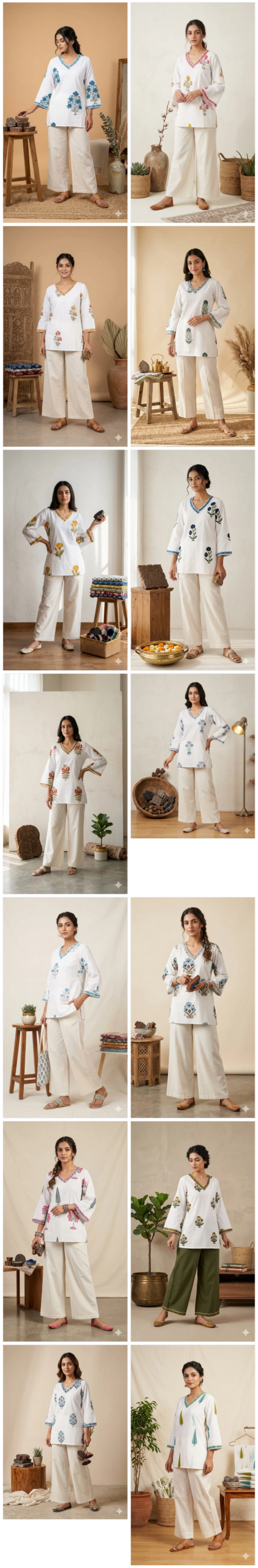 Naisha K 1000 Cambric Cotton Block Printed Short Top — Wholesale Kurtis, Vardan Ethnic wholesale from Surat — view 6