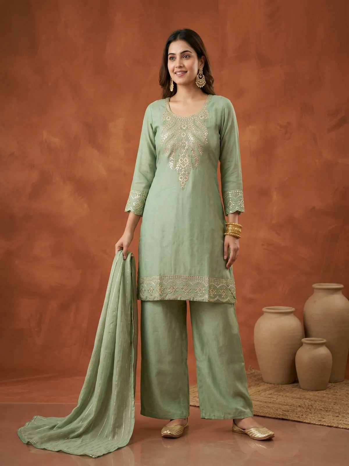 Naisha K 920 Shimmer Embroidered Readymade Salwar Suit — Wholesale Readymade Pakistani Suits, Naisha wholesale from Surat — view 1