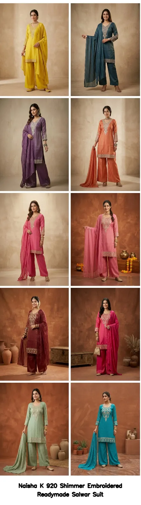 Naisha K 920 Shimmer Embroidered Readymade Salwar Suit — Wholesale Readymade Pakistani Suits, Naisha wholesale from Surat - Gallery Image 10