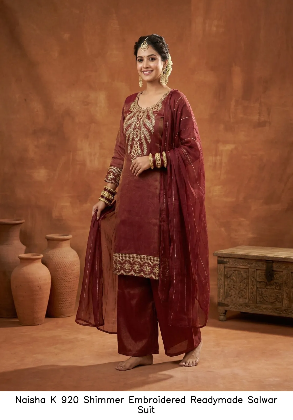 Naisha K 920 Shimmer Embroidered Readymade Salwar Suit — Wholesale Readymade Pakistani Suits, Naisha wholesale from Surat - Gallery Image 2