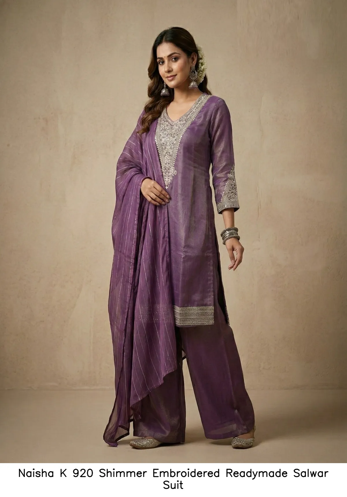 Naisha K 920 Shimmer Embroidered Readymade Salwar Suit — Wholesale Readymade Pakistani Suits, Naisha wholesale from Surat - Gallery Image 4