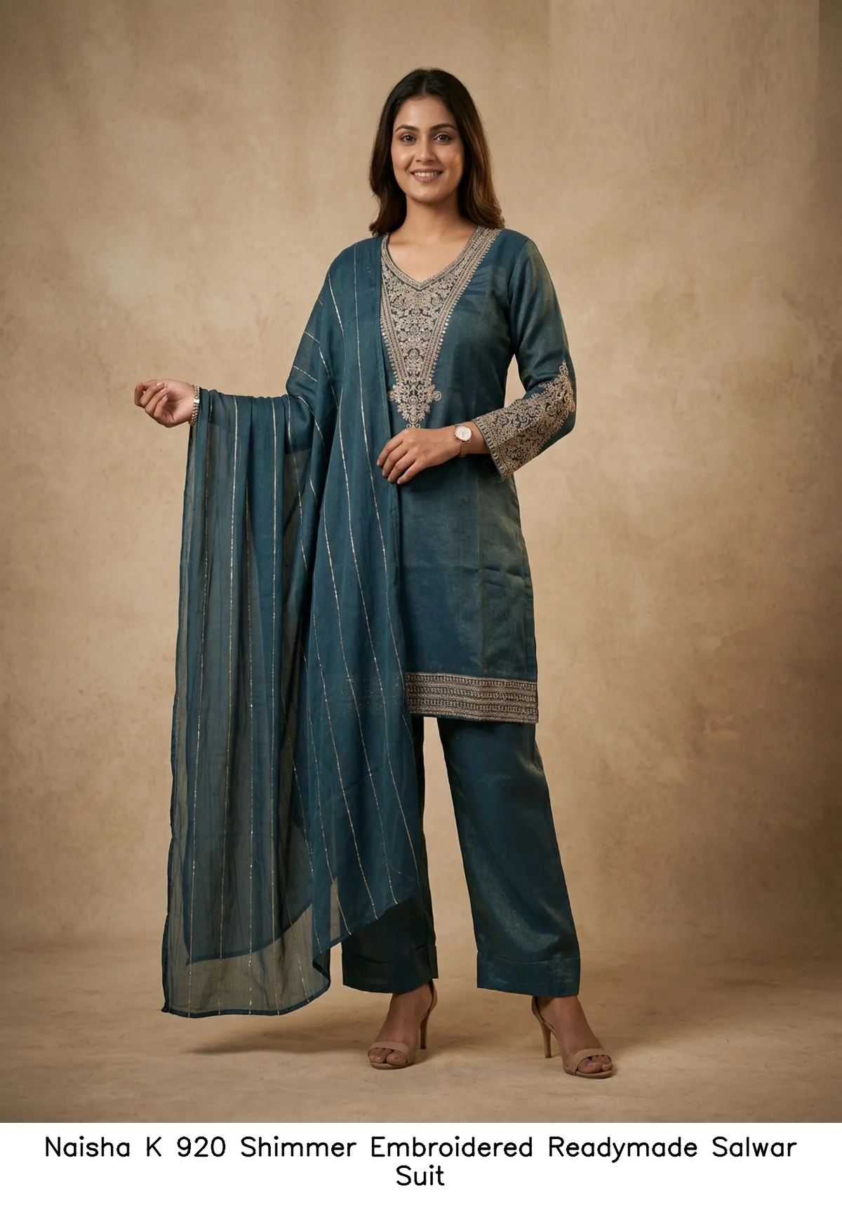 Naisha K 920 Shimmer Embroidered Readymade Salwar Suit — Wholesale Readymade Pakistani Suits, Naisha wholesale from Surat - Gallery Image 6