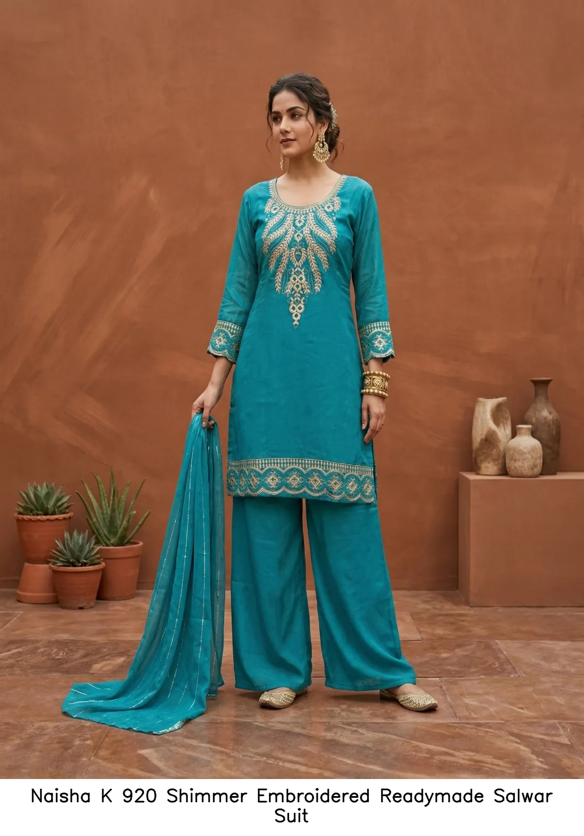 Naisha K 920 Shimmer Embroidered Readymade Salwar Suit — Wholesale Readymade Pakistani Suits, Naisha wholesale from Surat - Gallery Image 8