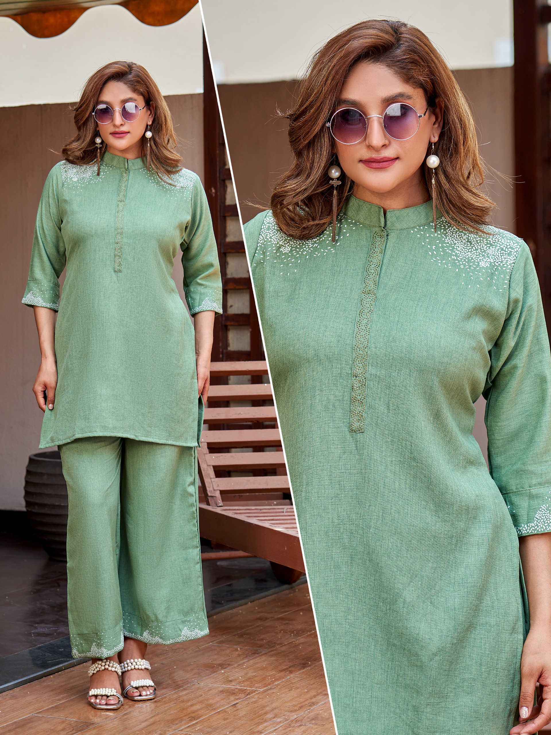 Naisha K 926 Viscose Fancy Co Ord Set — Wholesale Cotton Kurti Pant Set, Naisha wholesale from Surat — view 7