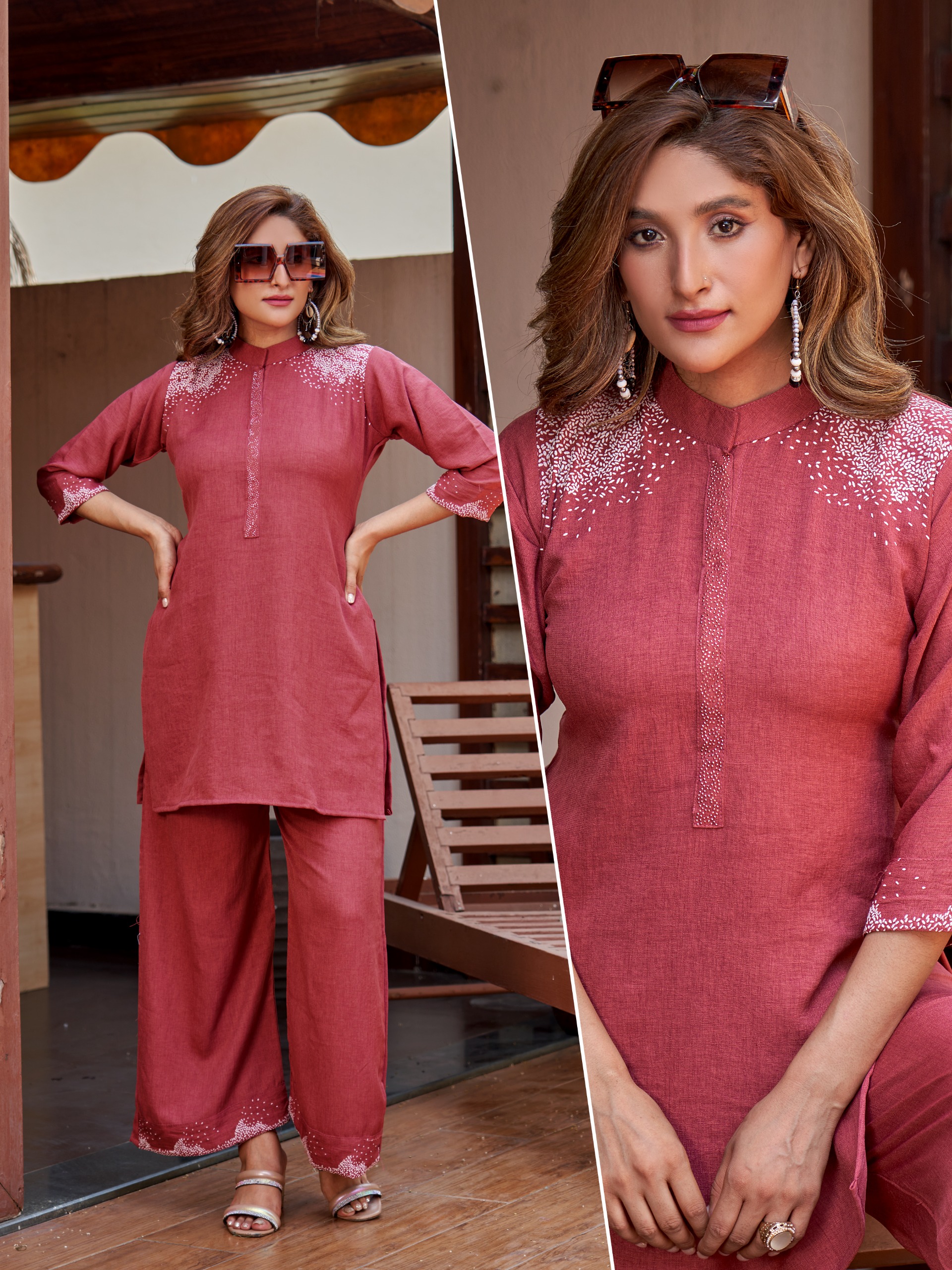 Naisha K 926 Viscose Fancy Co Ord Set — Wholesale Cotton Kurti Pant Set, Naisha wholesale from Surat — view 5
