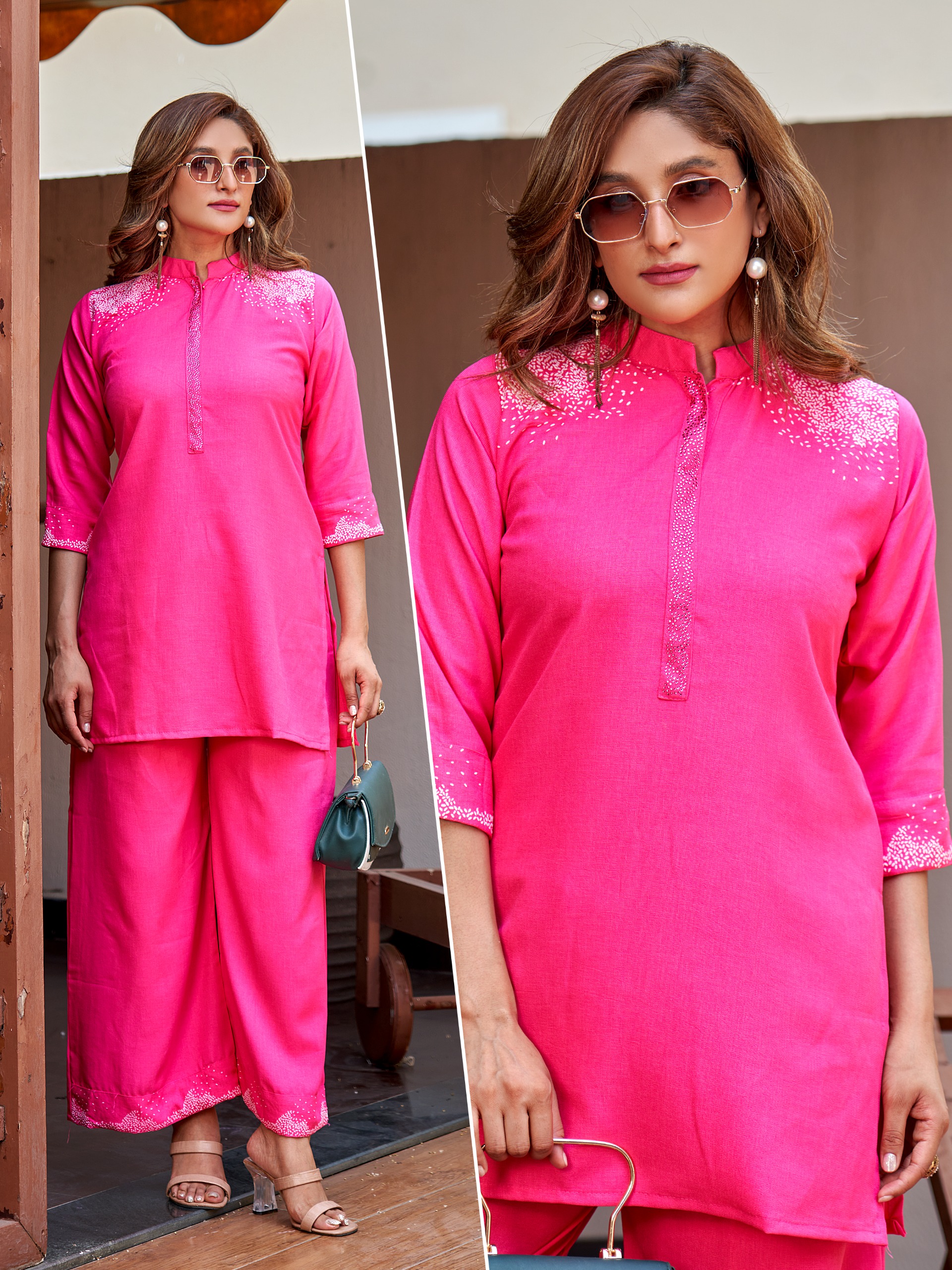 Naisha K 926 Viscose Fancy Co Ord Set — Wholesale Cotton Kurti Pant Set, Naisha wholesale from Surat — view 3