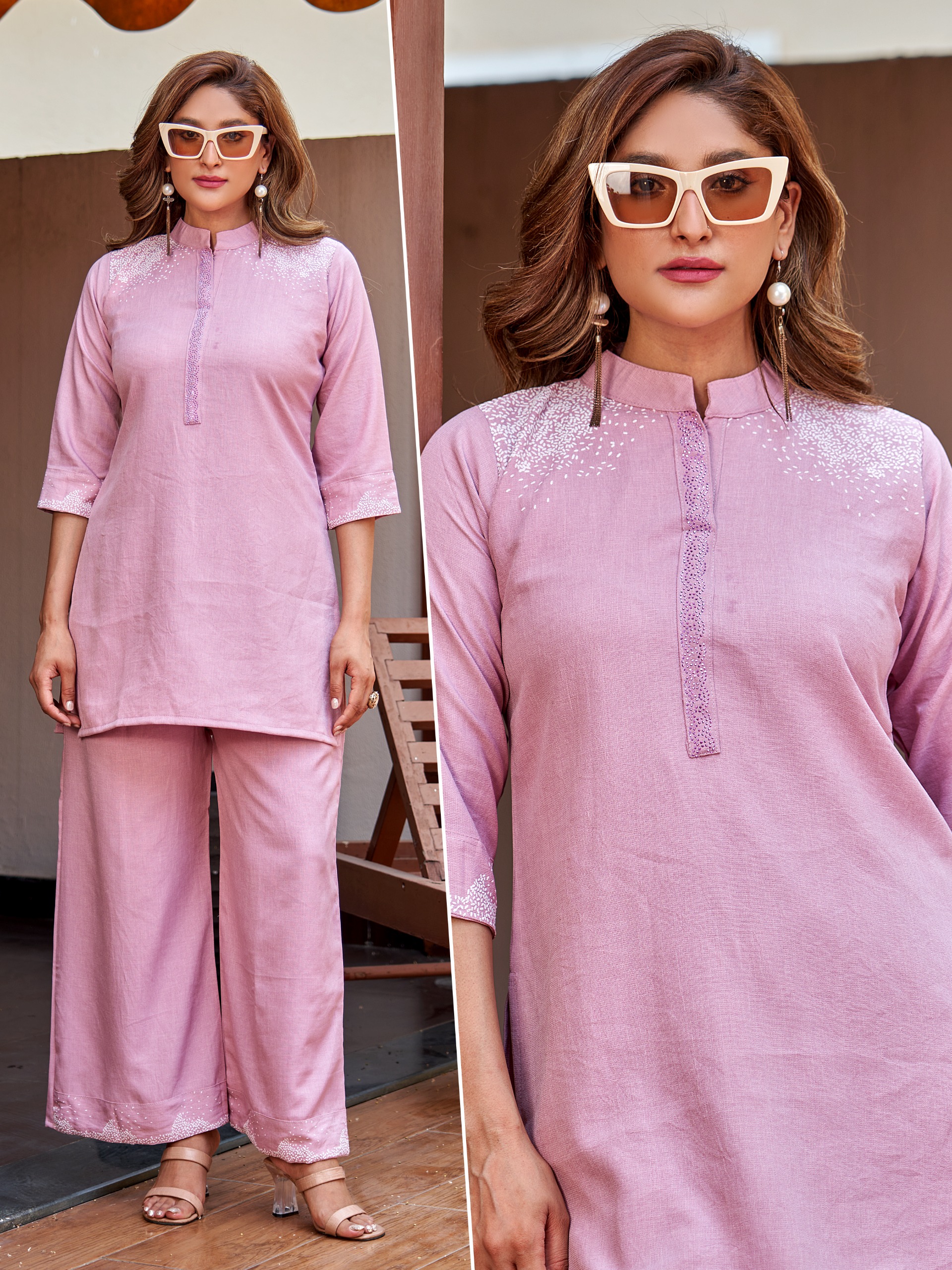 Naisha K 926 Viscose Fancy Co Ord Set — Wholesale Cotton Kurti Pant Set, Naisha wholesale from Surat — view 2