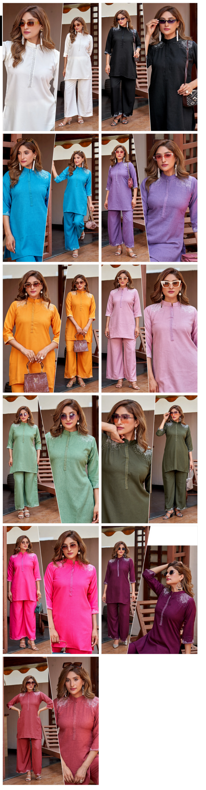 Naisha K 926 Viscose Fancy Co Ord Set — Wholesale Cotton Kurti Pant Set, Naisha wholesale from Surat — view 11