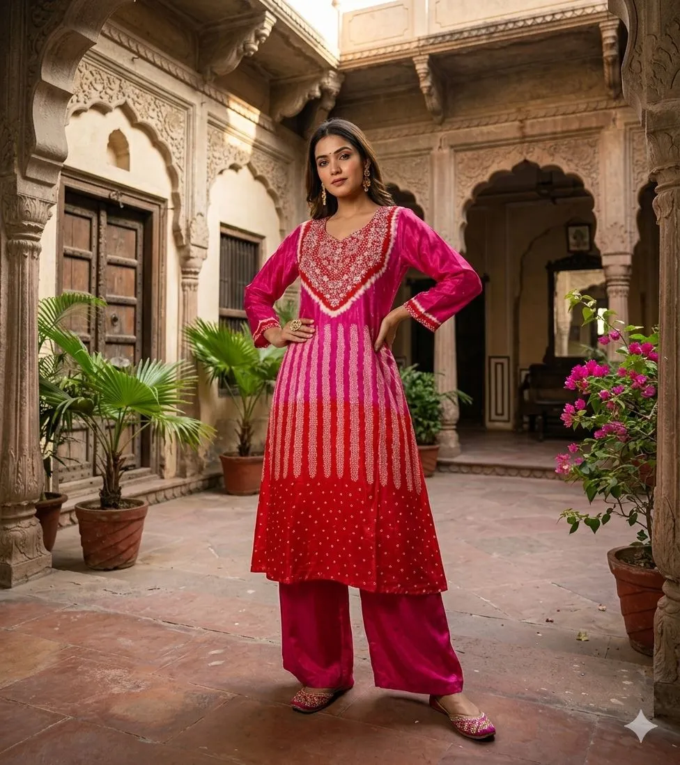 Naisha K 928 Gaji Silk Beautiful Kurti With Bottom Set