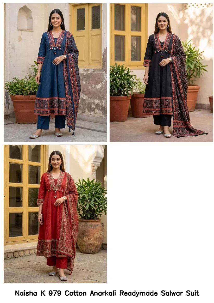 Naisha K 979 Cotton Anarkali Readymade Salwar Suit — Wholesale Salwar Suits, Naisha wholesale from Surat — Photo 2