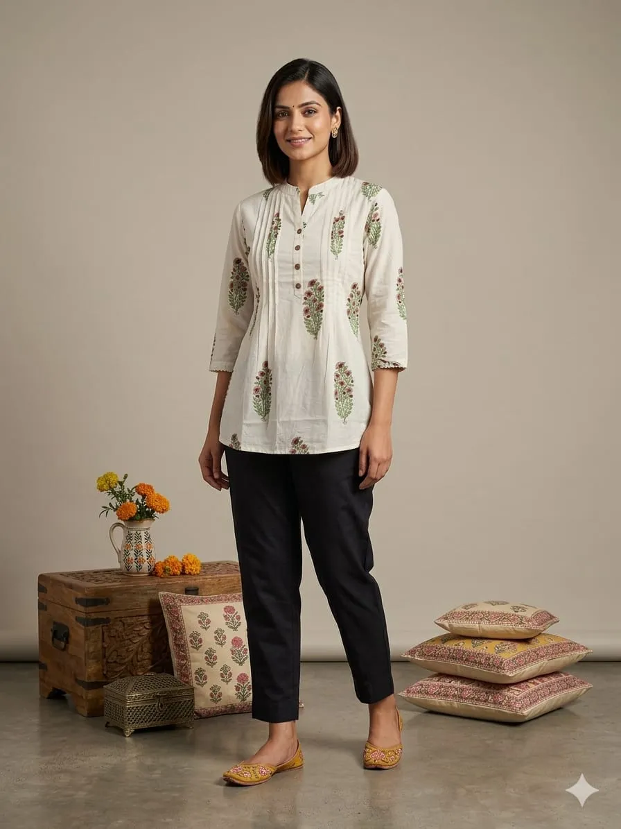 Naisha K 980 Cambric Cotton Printed Tops Catalog — Rayon Kurti, Naisha wholesale from Surat — view 1