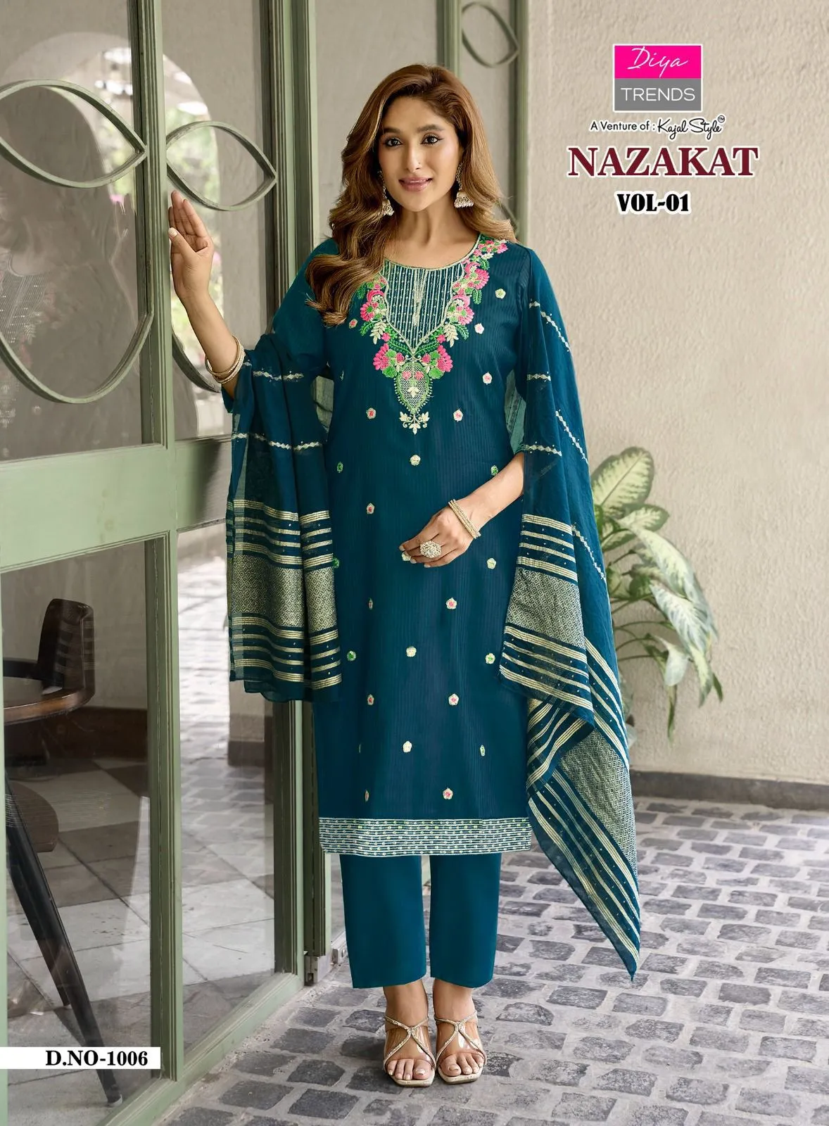 Nazakat Vol 1 By Diya Trends Barlin Embroidered Readymade Salwar Suit — Wholesale Kurti With Bottom Dupatta, Vardan Ethnic wholesale from Surat — view 1