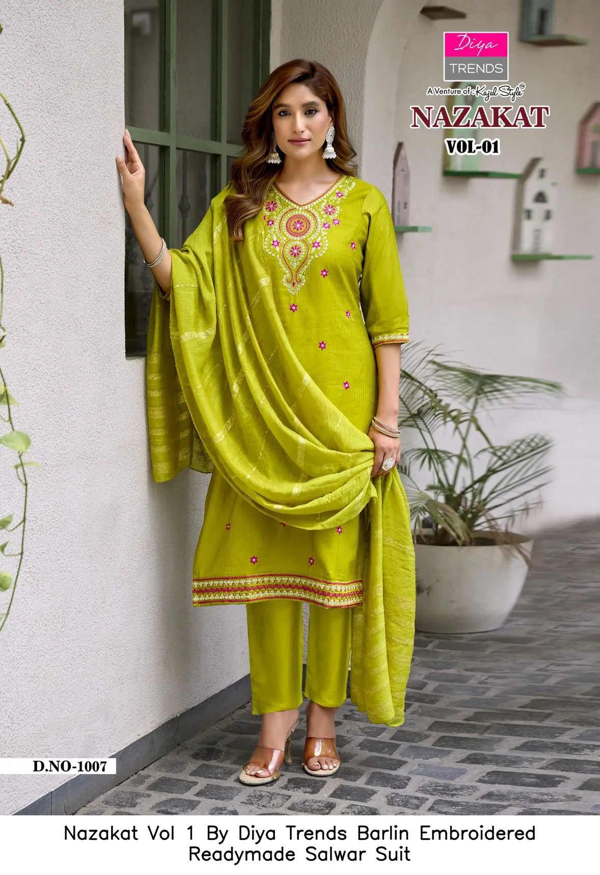 Nazakat Vol 1 By Diya Trends Barlin Embroidered Readymade Salwar Suit — Wholesale Kurti With Bottom Dupatta, Vardan Ethnic wholesale from Surat — Photo 4