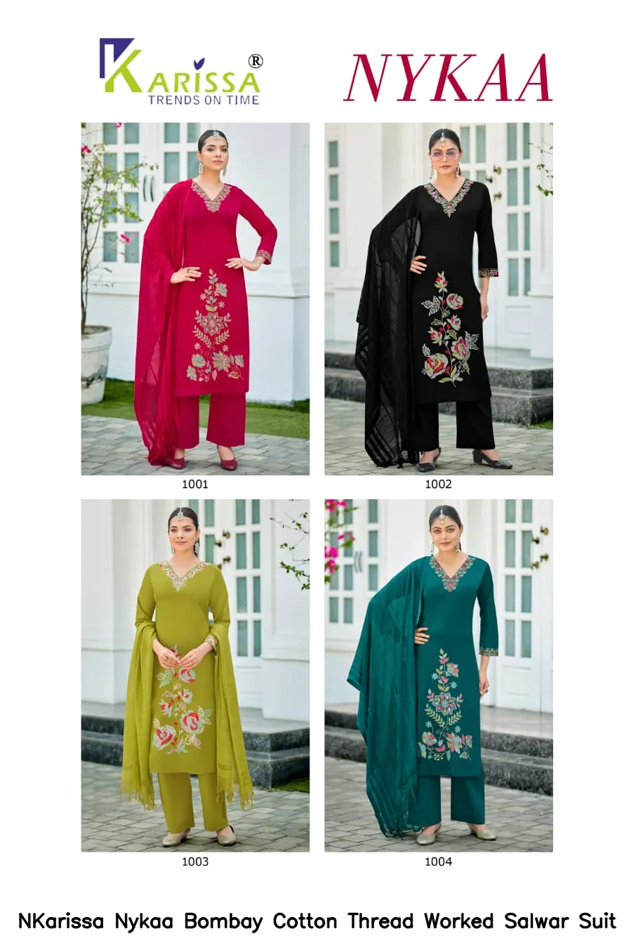 NKarissa Nykaa Bombay Cotton Thread Worked Salwar Suit — Wholesale Kurti With Bottom Dupatta, Vardan Ethnic wholesale from Surat - Gallery Image 2