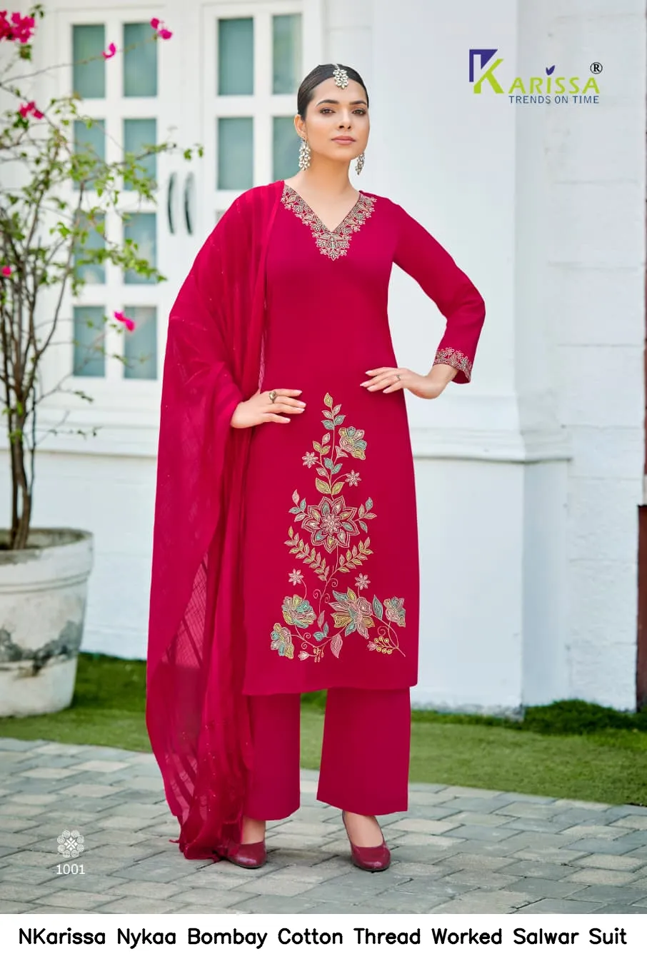 NKarissa Nykaa Bombay Cotton Thread Worked  Salwar Suit — Wholesale Kurti With Bottom Dupatta, Vardan Ethnic wholesale from Surat — view 6