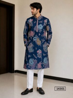 Outluk Vol 143 Linen Satin Embroidered Kurta Pajam Set