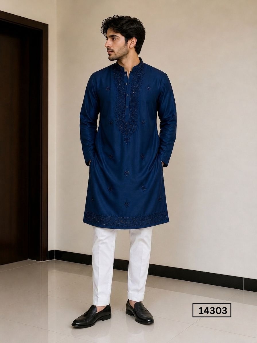 Outluk Vol 143 Linen Satin Embroidered Kurta Pajam Set — Singles, MPA wholesale from Surat — view 7