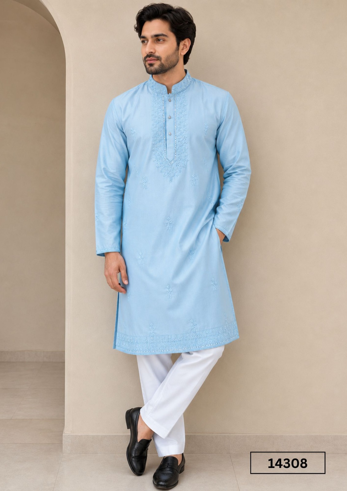 Outluk Vol 143 Linen Satin Embroidered Kurta Pajam Set — Singles, MPA wholesale from Surat — view 6