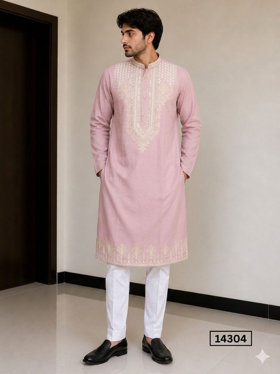 Outluk Vol 143 Linen Satin Embroidered Kurta Pajam Set — Singles, MPA wholesale from Surat — view 4