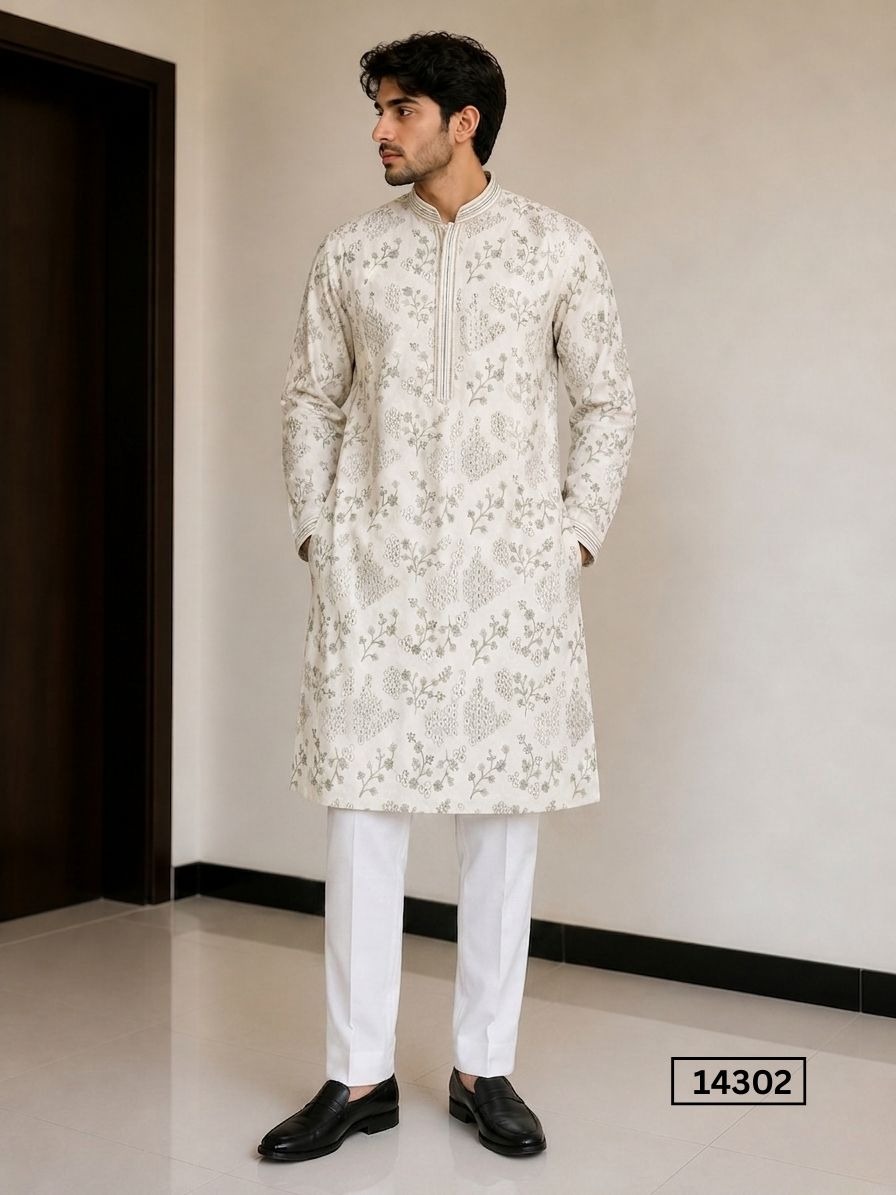 Outluk Vol 143 Linen Satin Embroidered Kurta Pajam Set — Singles, MPA wholesale from Surat — view 3
