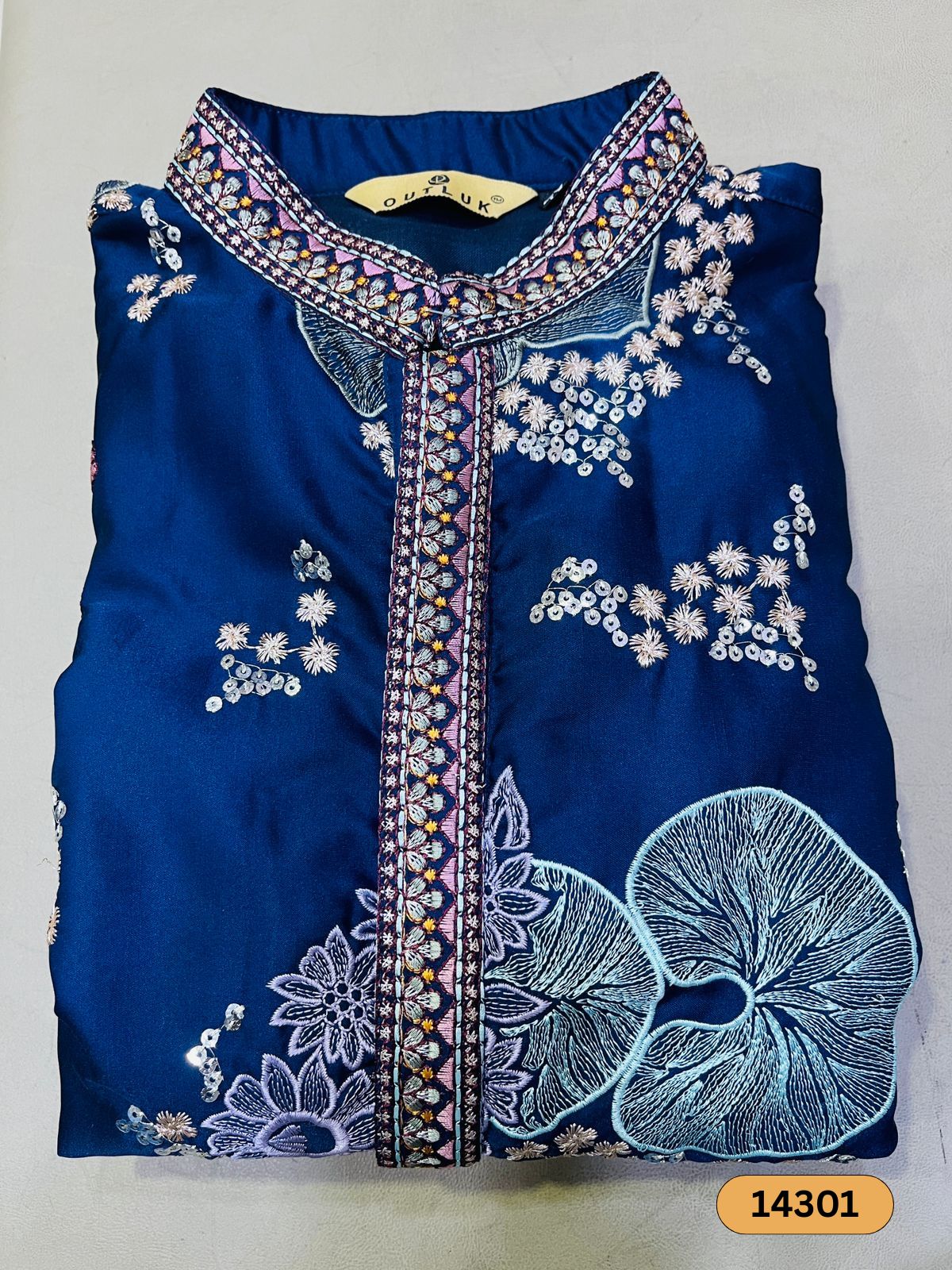 Outluk Vol 143 Linen Satin Embroidered Kurta Pajam Set — Singles, MPA wholesale from Surat — view 2
