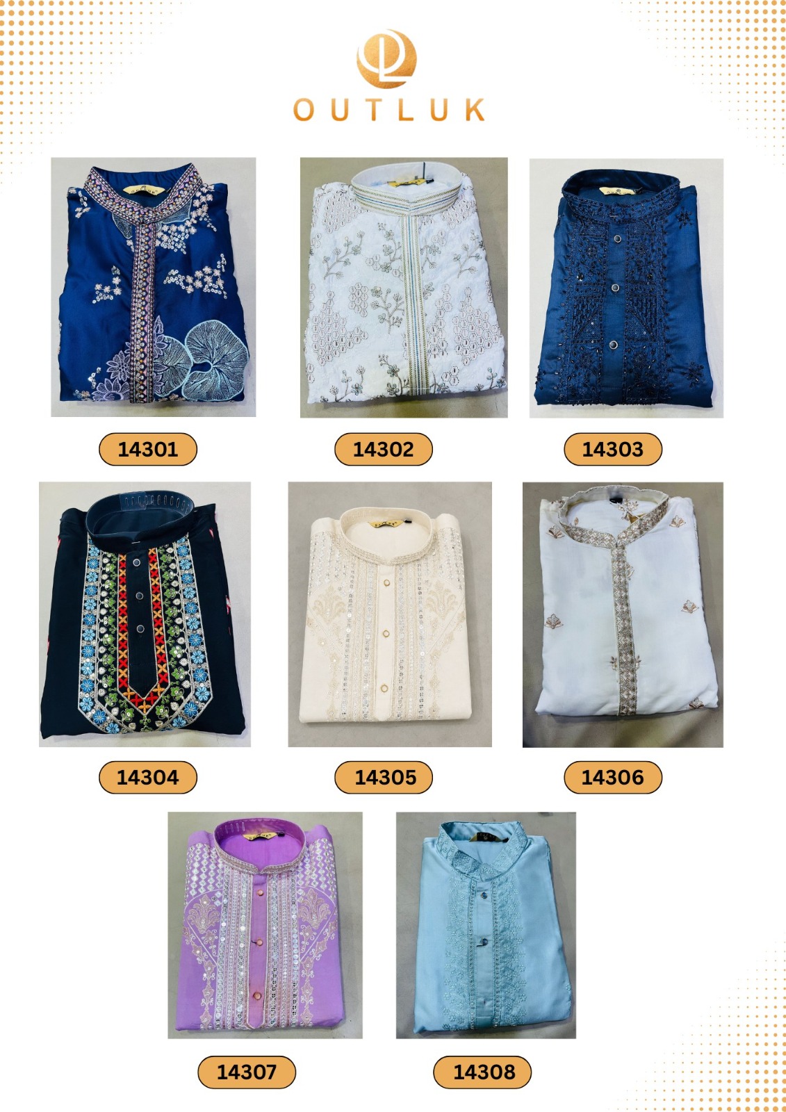 Outluk Vol 143 Linen Satin Embroidered Kurta Pajam Set — Singles, MPA wholesale from Surat — view 10