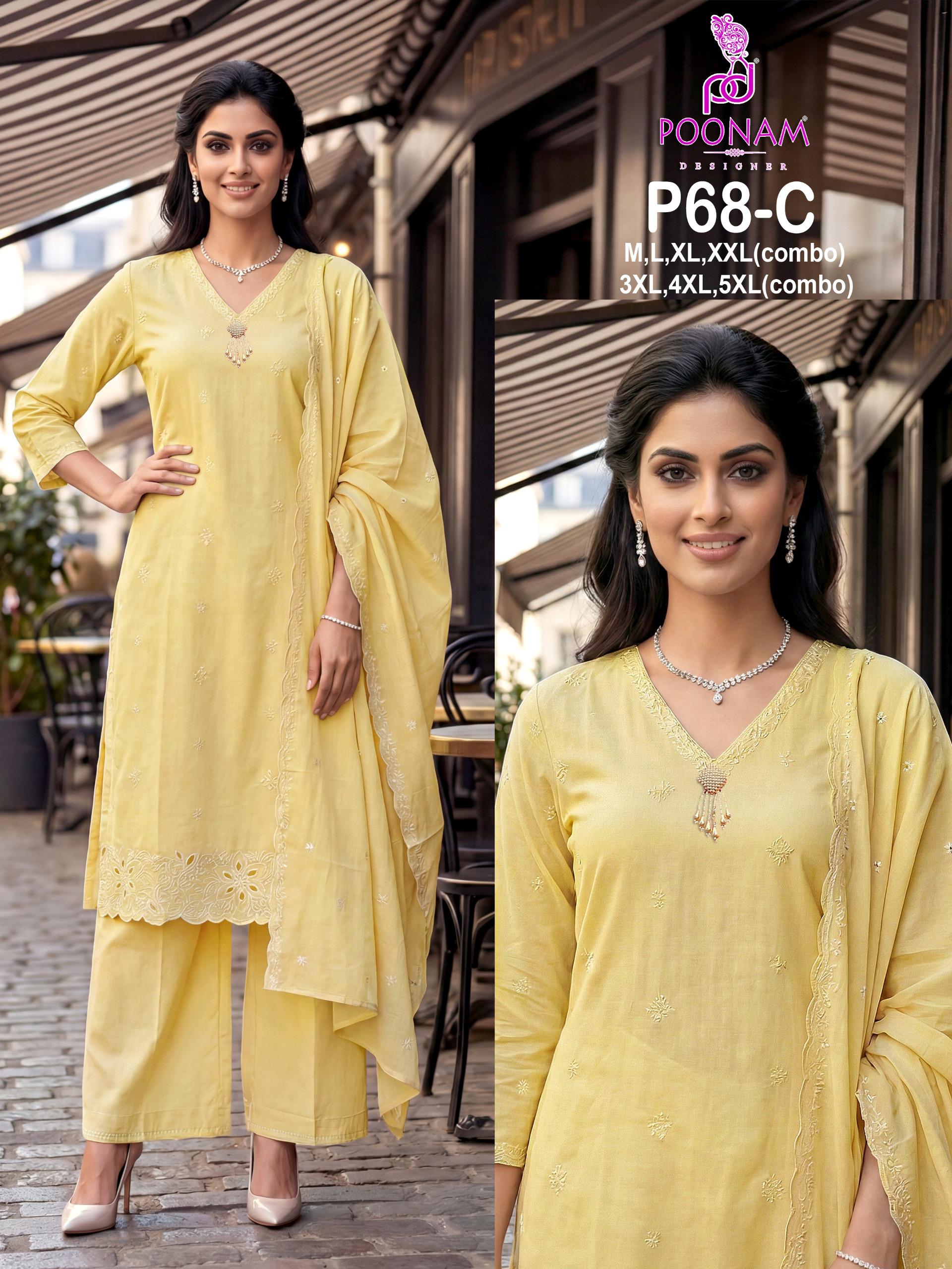 Poonam P 68 Mal Mal Cotton Designer Readymade Salwar Suit - Image 2
