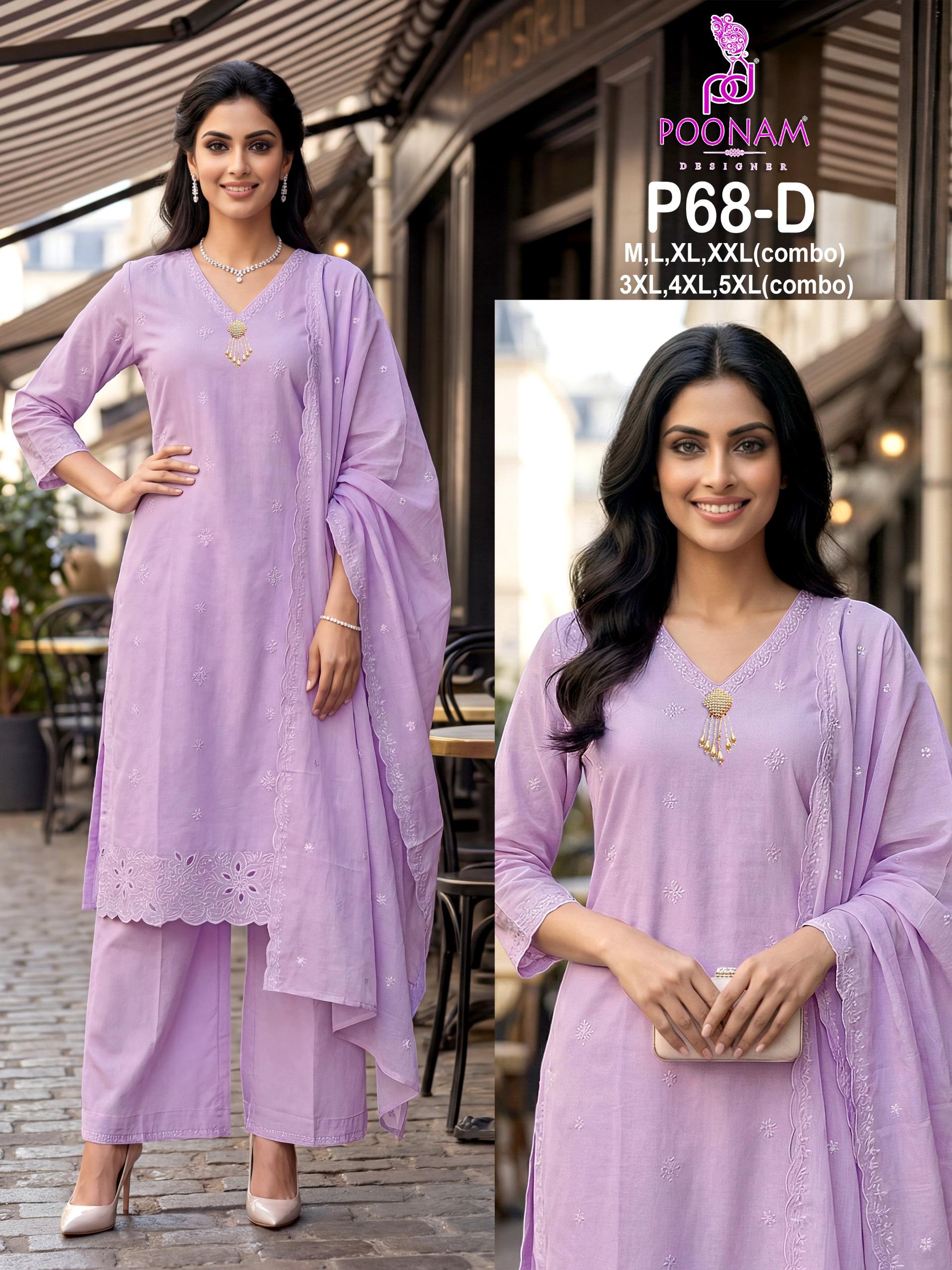 Poonam P 68 Mal Mal Cotton Designer Readymade Salwar Suit
