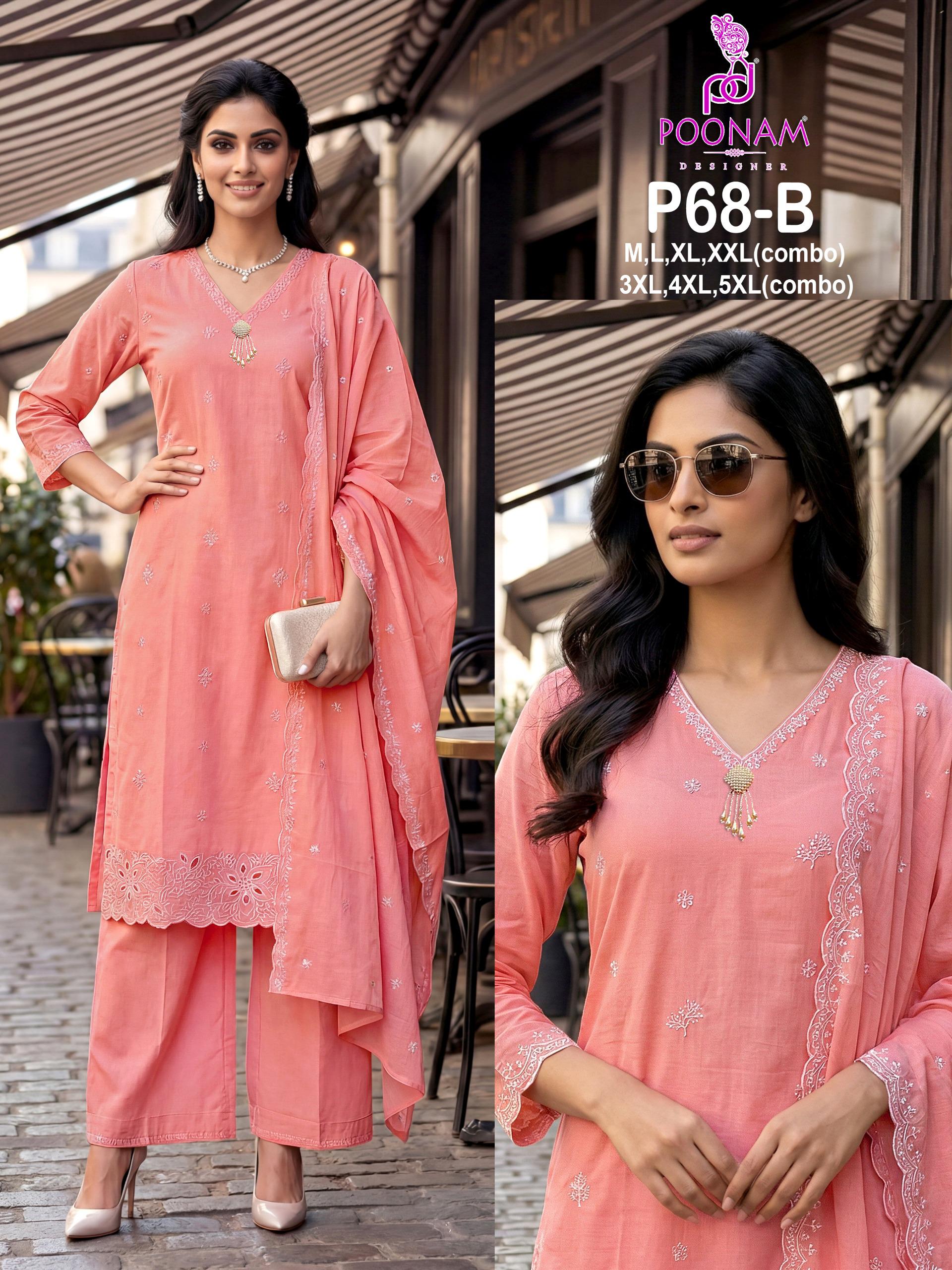 Poonam P 68 Mal Mal Cotton Designer Readymade Salwar Suit - Image 5