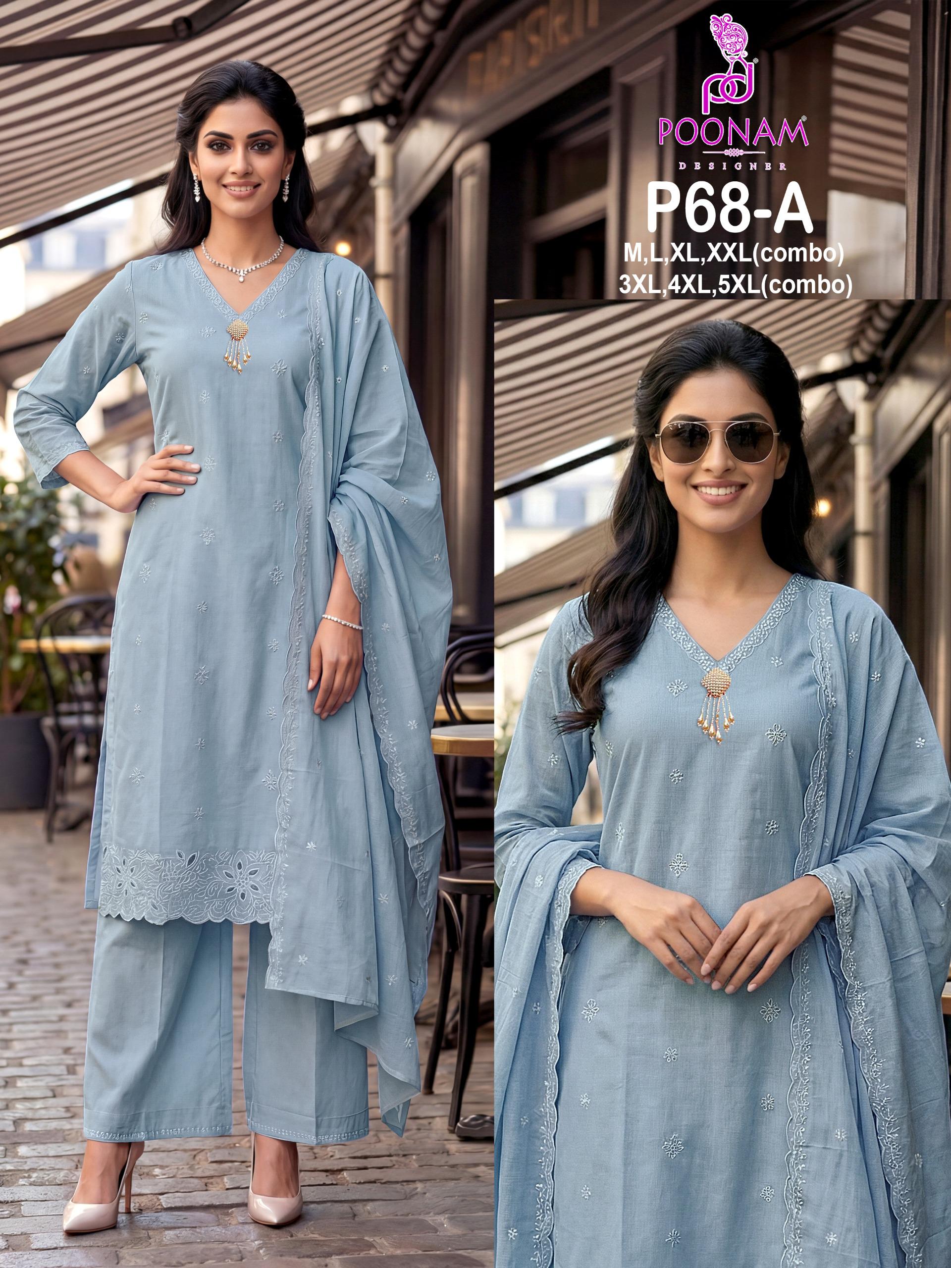 Poonam P 68 Mal Mal Cotton Designer Readymade Salwar Suit - Image 4