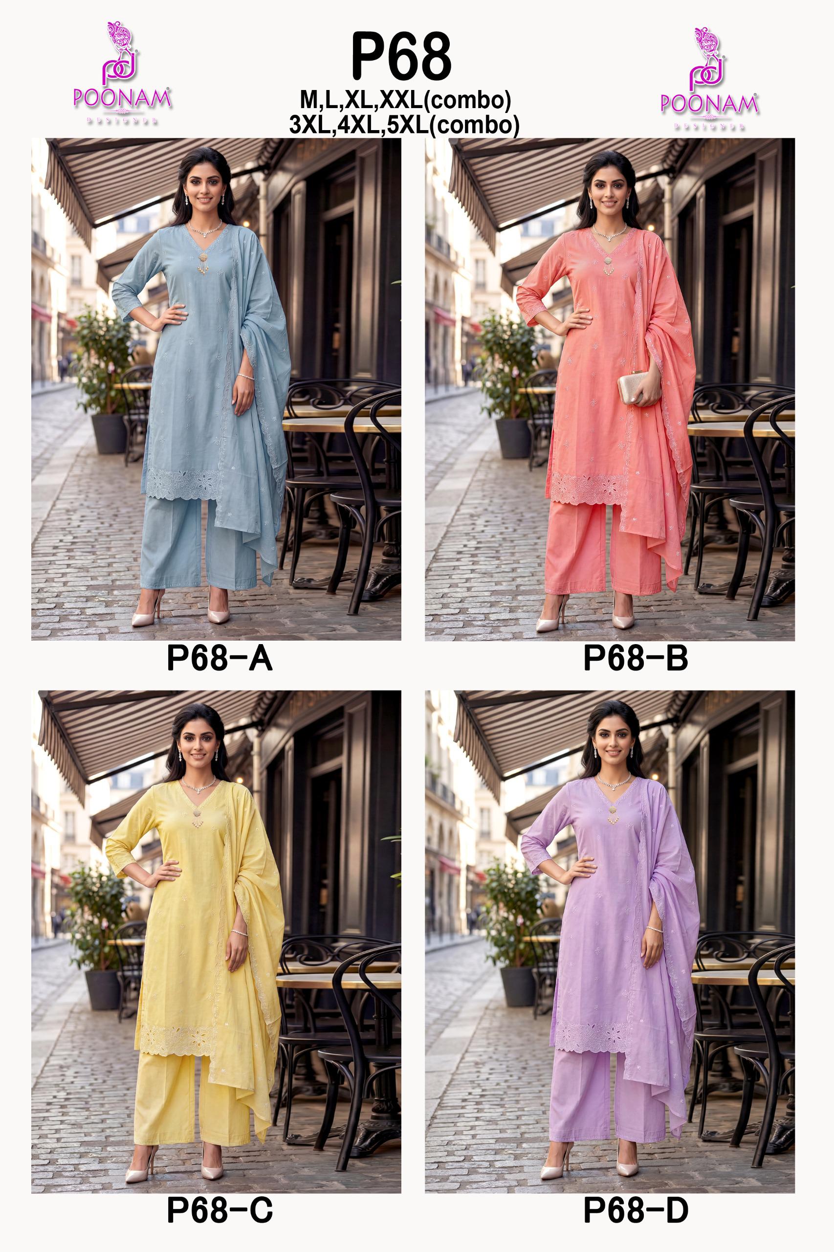 Poonam P 68 Mal Mal Cotton Designer Readymade Salwar Suit - Image 3