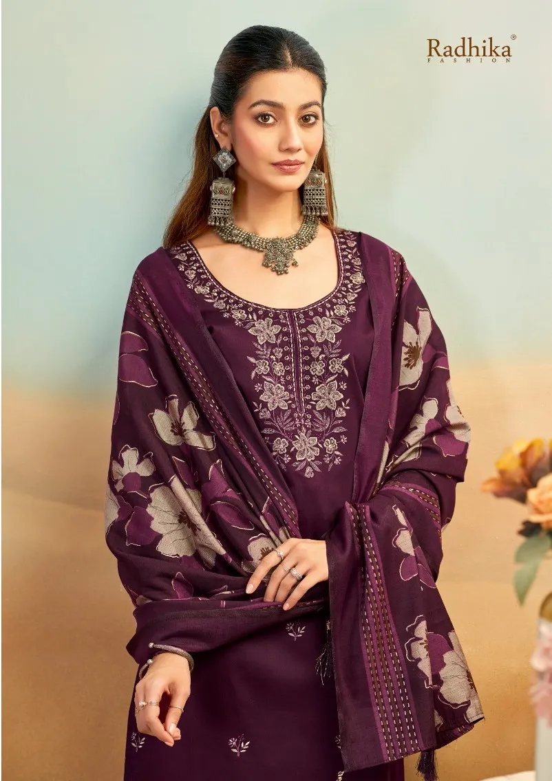 Radhika Azara Shafinaz Jam Cotton Embroidered Salwar Suit — Wholesale Salwar Suits, Radhika wholesale from Surat — view 1
