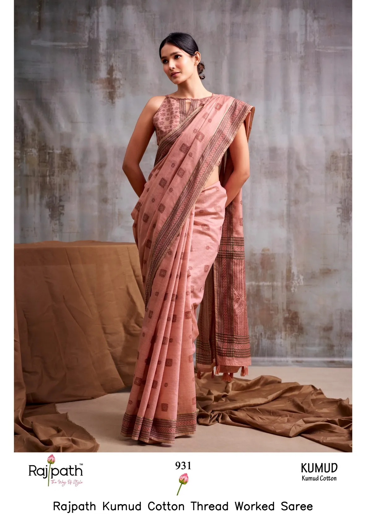 Rajpath Kumud Cotton Thread Worked Saree — Wholesale Sarees, Rajpath wholesale from Surat — view 11