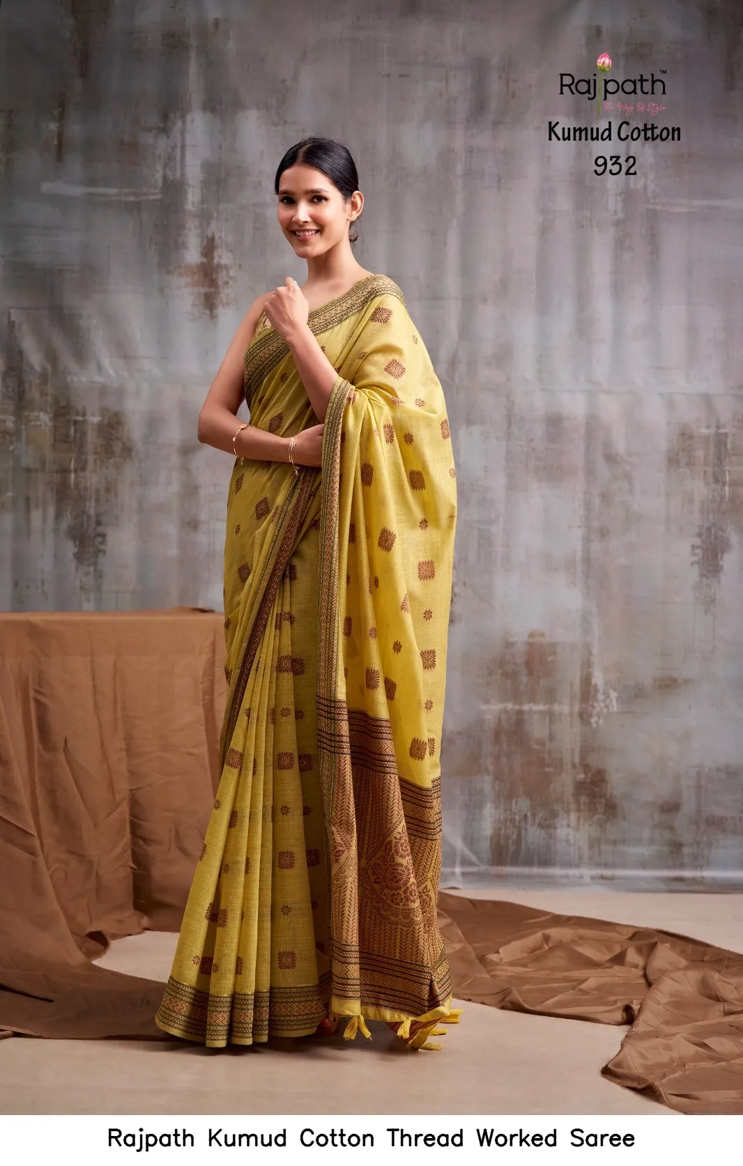 Rajpath Kumud Cotton Thread Worked Saree — Wholesale Sarees, Rajpath wholesale from Surat — view 3