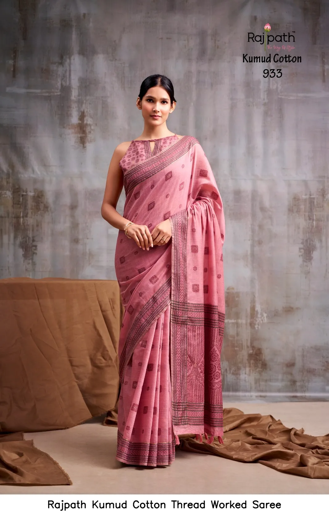 Rajpath Kumud Cotton Thread Worked Saree — Wholesale Sarees, Rajpath wholesale from Surat — view 6