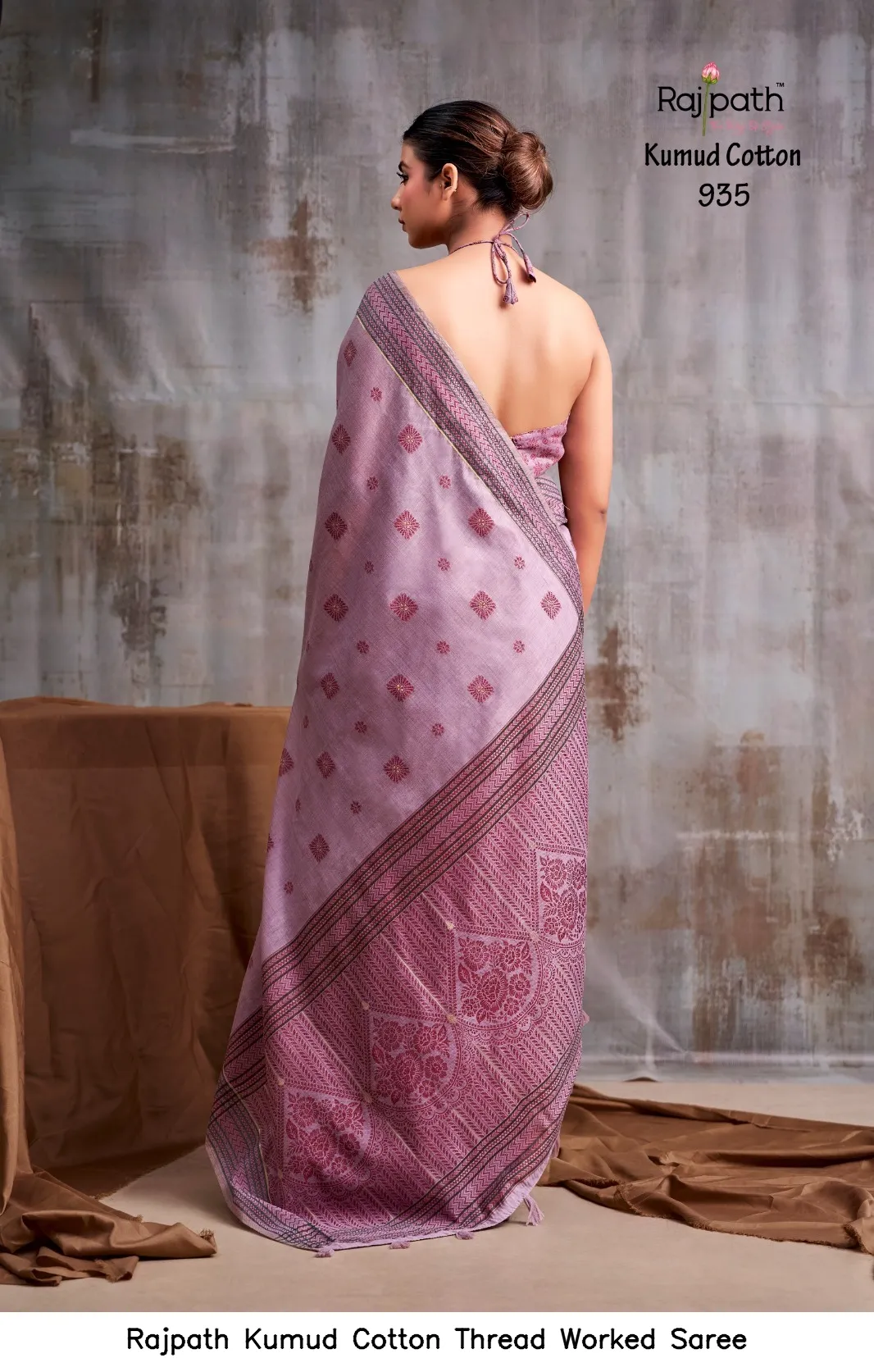 Rajpath Kumud Cotton Thread Worked Saree — Wholesale Sarees, Rajpath wholesale from Surat — view 7