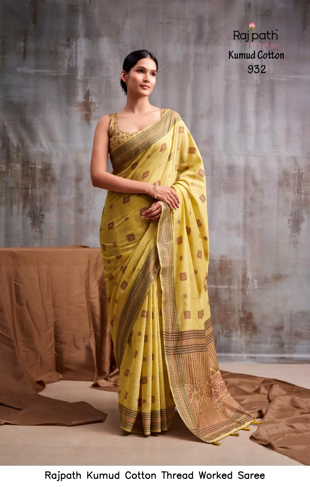 Rajpath Kumud Cotton Thread Worked Saree — Wholesale Sarees, Rajpath wholesale from Surat — view 9