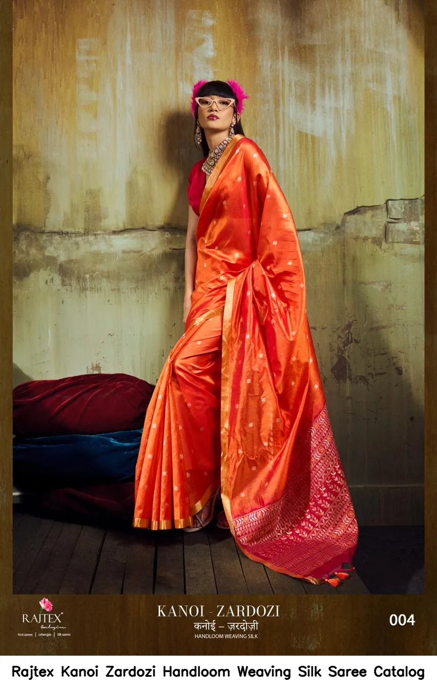 Rajtex Kanoi Zardozi Handloom Weaving Silk Saree Catalog — Wholesale Sarees, MPA wholesale from Surat — view 4