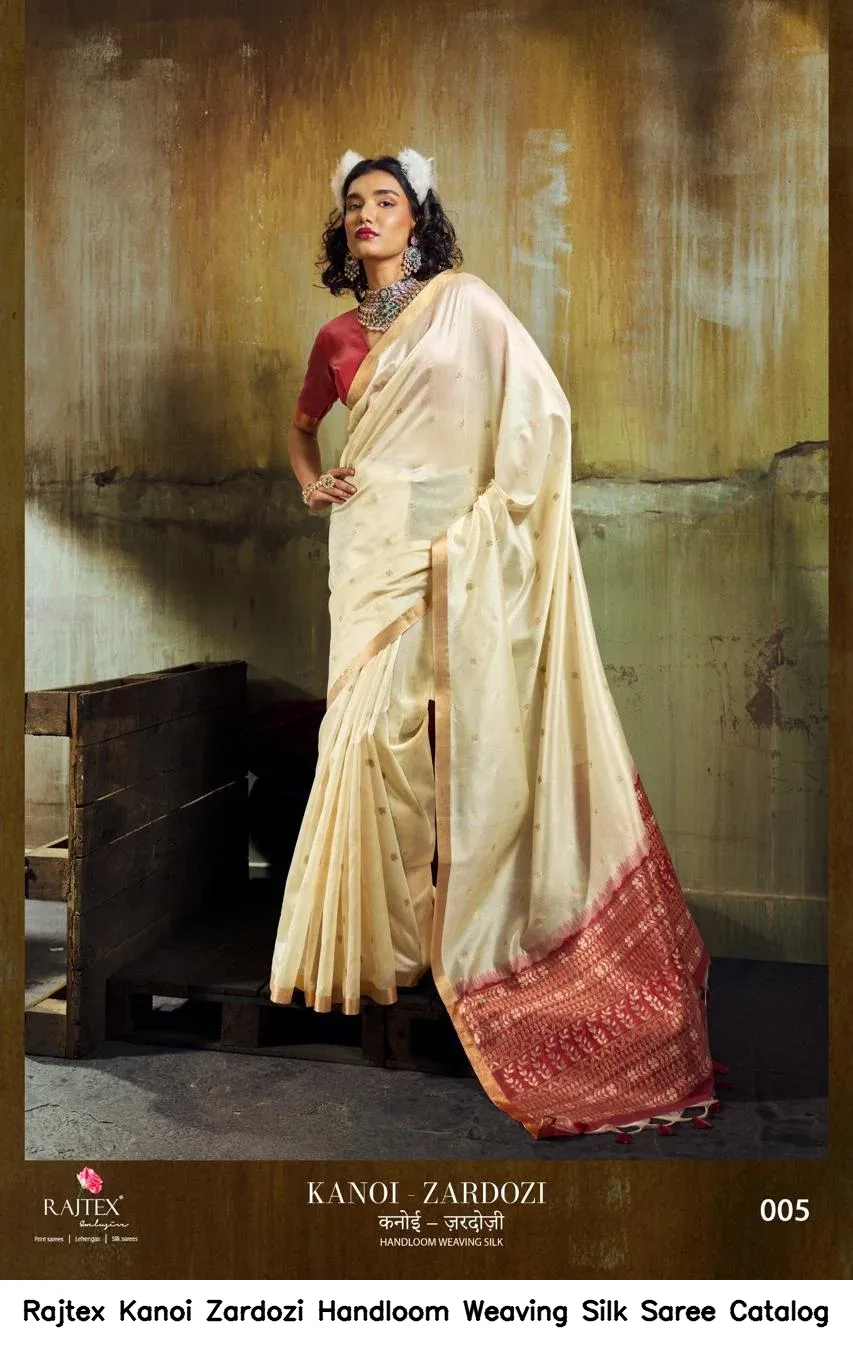 Rajtex Kanoi Zardozi Handloom Weaving Silk Saree Catalog — Wholesale Sarees, MPA wholesale from Surat — view 6