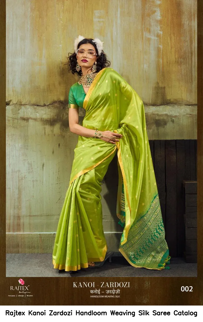 Rajtex Kanoi Zardozi Handloom Weaving Silk Saree Catalog — Wholesale Sarees, MPA wholesale from Surat — view 7