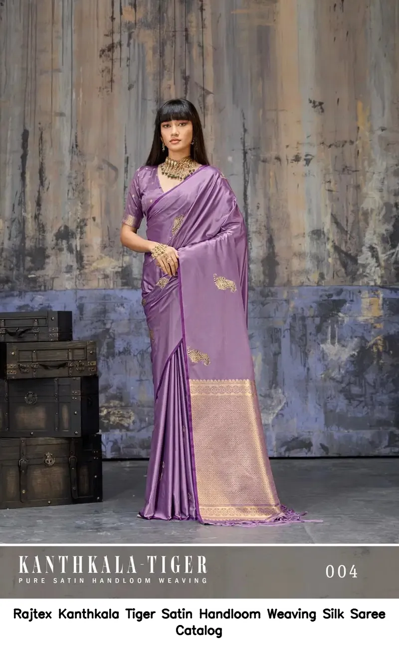 Rajtex Kanthkala Tiger Satin Handloom Weaving Silk Saree Catalog — Wholesale Sarees, rajtex wholesale from Surat — view 3