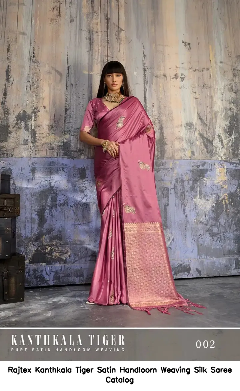 Rajtex Kanthkala Tiger Satin Handloom Weaving Silk Saree Catalog — Wholesale Sarees, rajtex wholesale from Surat — view 5