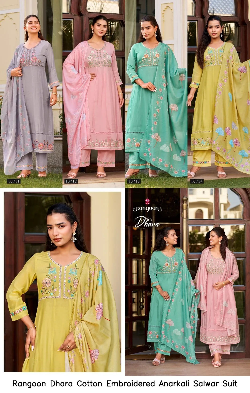 Rangoon Dhara Cotton Embroidered Anarkali Salwar  Suit — Wholesale Kurti With Bottom Dupatta, Rangoon wholesale from Surat — view 7