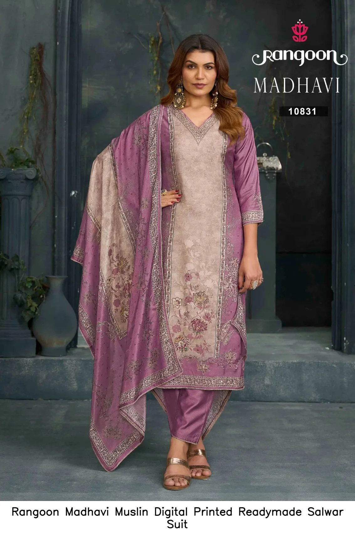 Rangoon Madhavi Muslin Digital Printed Readymade Salwar Suit — Wholesale Salwar Suits, Rangoon wholesale from Surat - Gallery Image 2