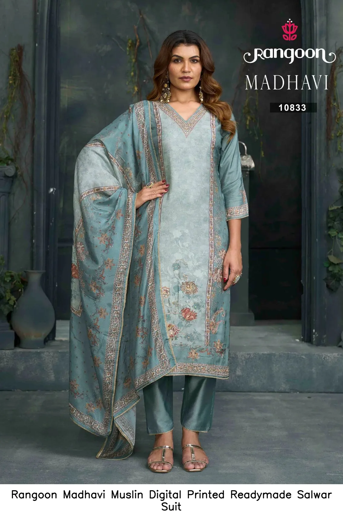 Rangoon Madhavi Muslin Digital Printed Readymade Salwar Suit — Wholesale Salwar Suits, Rangoon wholesale from Surat — view 5