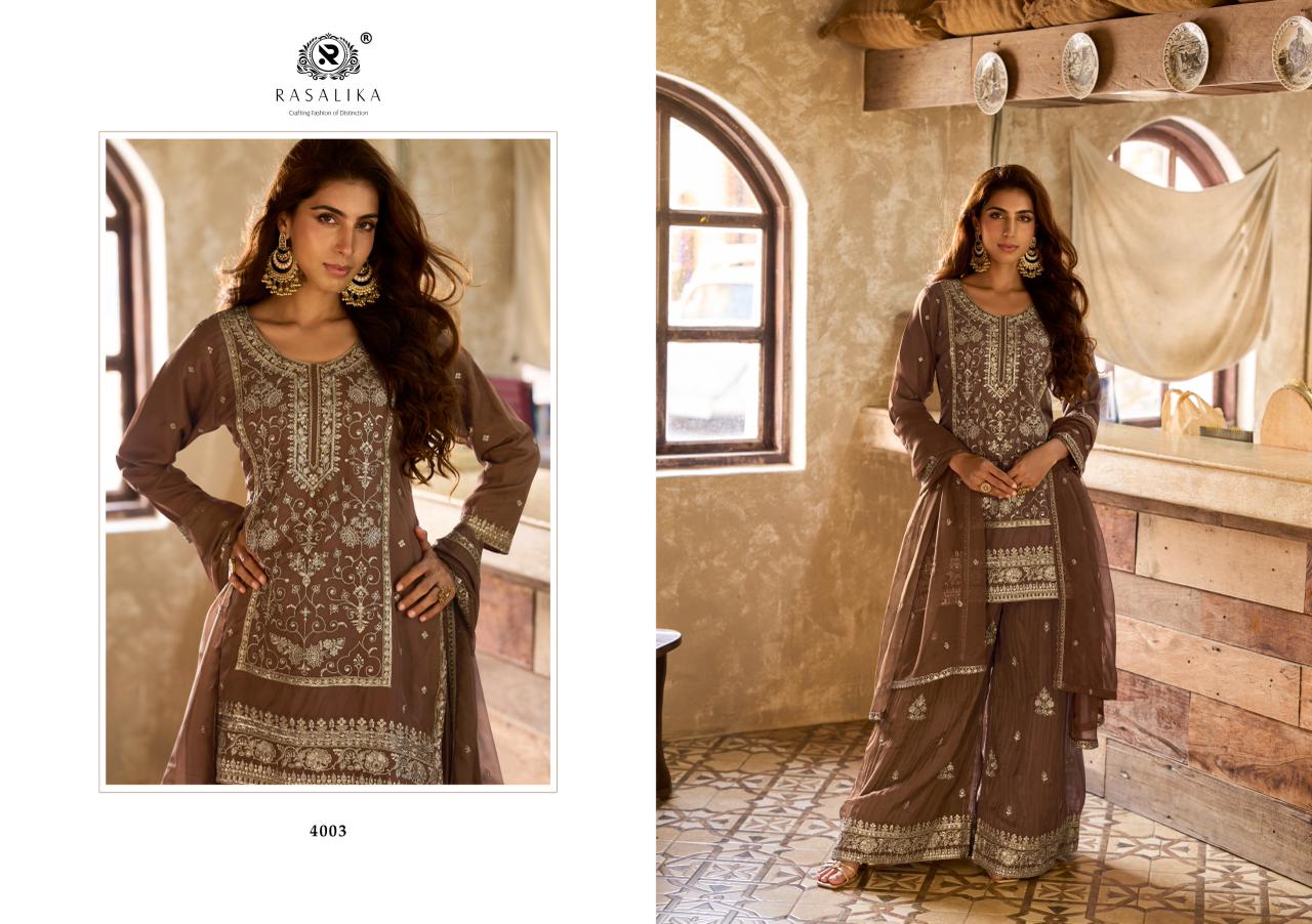 Rasalika Muskaan Viscose Organza Embroidered Salwar Suit — Wholesale Designer Salwar Suits, MPA wholesale from Surat — view 4