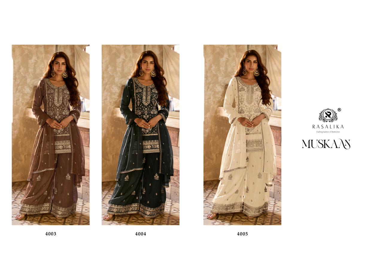 Rasalika Muskaan Viscose Organza Embroidered Salwar Suit — Wholesale Designer Salwar Suits, MPA wholesale from Surat — view 3